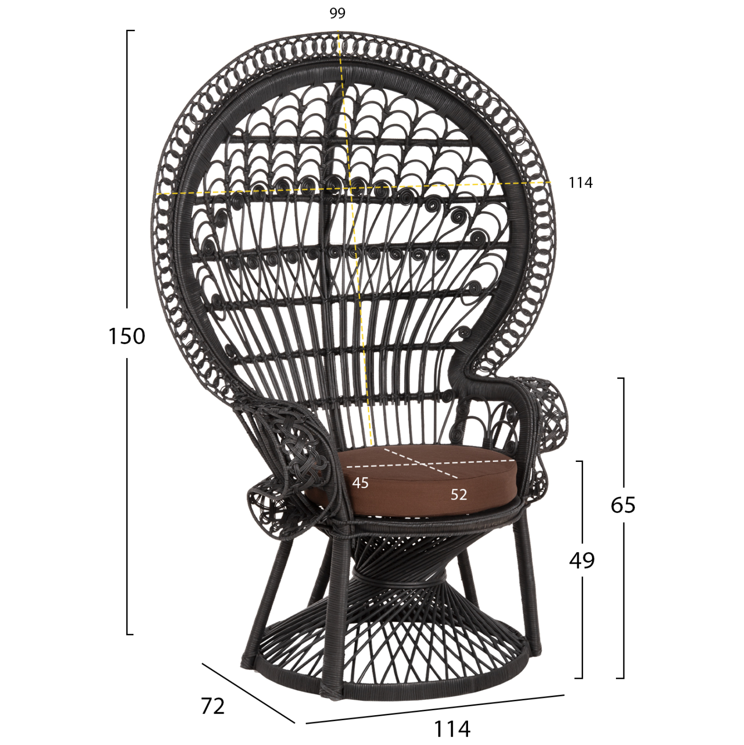 ΠΟΛΥΘΡΟΝΑ FB99342.03 RATTAN ΜΑΥΡΟ-ΜΑΞΙΛΑΡΙ ΜΑΥΡΟ 114x72x150Yεκ.