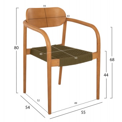 ΠΟΛΥΘΡΟΝΑ FB99636.05 ΞΥΛΟ TEAK ΦΥΣΙΚΟ & ΠΡΑΣΙΝΟ ΣΧΟΙΝΙ 55x54x80Yεκ.