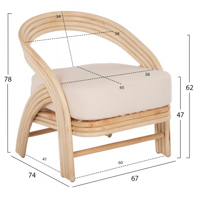 ΠΟΛΥΘΡΟΝΑ FB99838 RATTAN ΦΥΣΙΚΟ ΜΕ ΛΕΥΚΟ ΜΑΞΙΛΑΡΙ 67x74x78Υεκ.