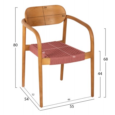 ΠΟΛΥΘΡΟΝΑ FB99636.06 ΞΥΛΟ TEAK ΦΥΣΙΚΟ & ΡΟΖ ΣΧΟΙΝΙ 55x54x80Yεκ.