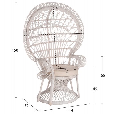 ΠΟΛΥΘΡΟΝΑ FB99342.02 RATTAN ΣΕ ΛΕΥΚΟ-ΜΑΞΙΛΑΡΙ ΛΕΥΚΟ 114x72x150Yεκ.