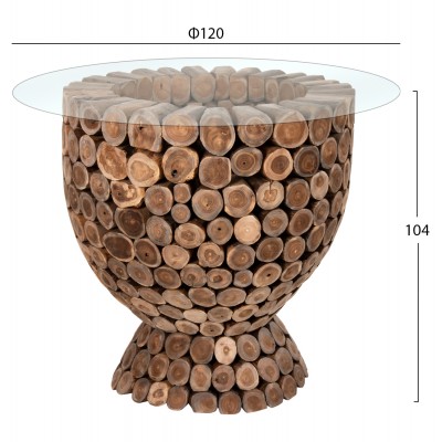 ΤΡΑΠΕΖΙ BAR ΣΤΡΟΓΓΥΛΟ FB99806 KOMMATIA ΞΥΛΟΥ TEAK Φ120x104Υ εκ.