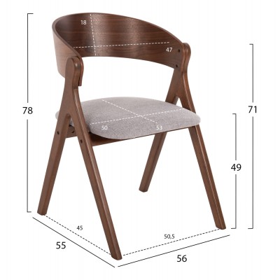 ΚΑΡΕΚΛΑ FB99739.02 RUBBERWOOD ΣΕ ΚΑΡΥΔΙ-ΓΚΡΙ ΥΦΑΣΜΑ ΚΑΘΙΣΜΑ 56x55x78Yεκ.