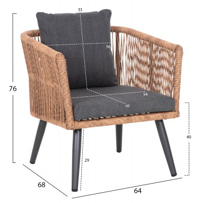 ΣΑΛΟΝΙ ΕΞ.ΧΩΡΟΥ 4ΤΜΧ FB96057.03 ΑΛΟΥΜ.ΑΝΘΡΑΚΙ-PE RATTAN ΜΠΕΖ-ΑΝΘΡΑΚΙ ΜΑΞΙΛΑΡΙΑ