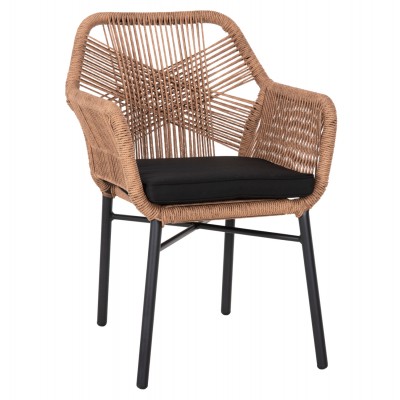 ΠΟΛΥΘΡΟΝΑ FB96048.02 ΑΛΟΥΜΙΝΙΟ ΜΑΥΡΟ-P.E. RATTAN ΜΠΕΖ-ΜΑΞΙΛΑΡΙ ΜΑΥΡΟ 57x65x84Υ εκ