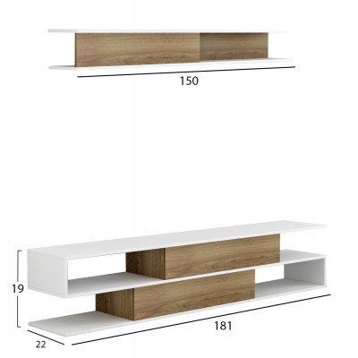 ΣΥΝΘΕΤΟ ΤΗΛΕΟΡΑΣΗΣ FB98903.11 ΜΕΛΑΜΙΝΗ ΣΕ ΦΥΣΙΚΟ-ΛΕΥΚΟ 181x31,5x39,6Υεκ