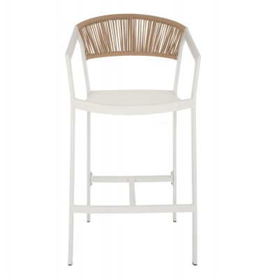 ΣΚΑΜΠΟ ΑΛΟΥΜΙΝΙΟΥ ΛΕΥΚΟ ΜΕ ΜΠΡΑΤΣΑ RATTAN & TEXTLINE 56x58x105Yεκ. FB95892.22