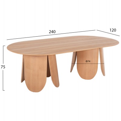 ΤΡΑΠΕΖΙ ΟΒΑΛ FB99611.01 MDF ΜΕ ΚΑΠΛΑΜΑ ΔΡΥΟΣ-ΦΥΣΙΚΟ ΟΑΚ 240x120x75Υεκ.