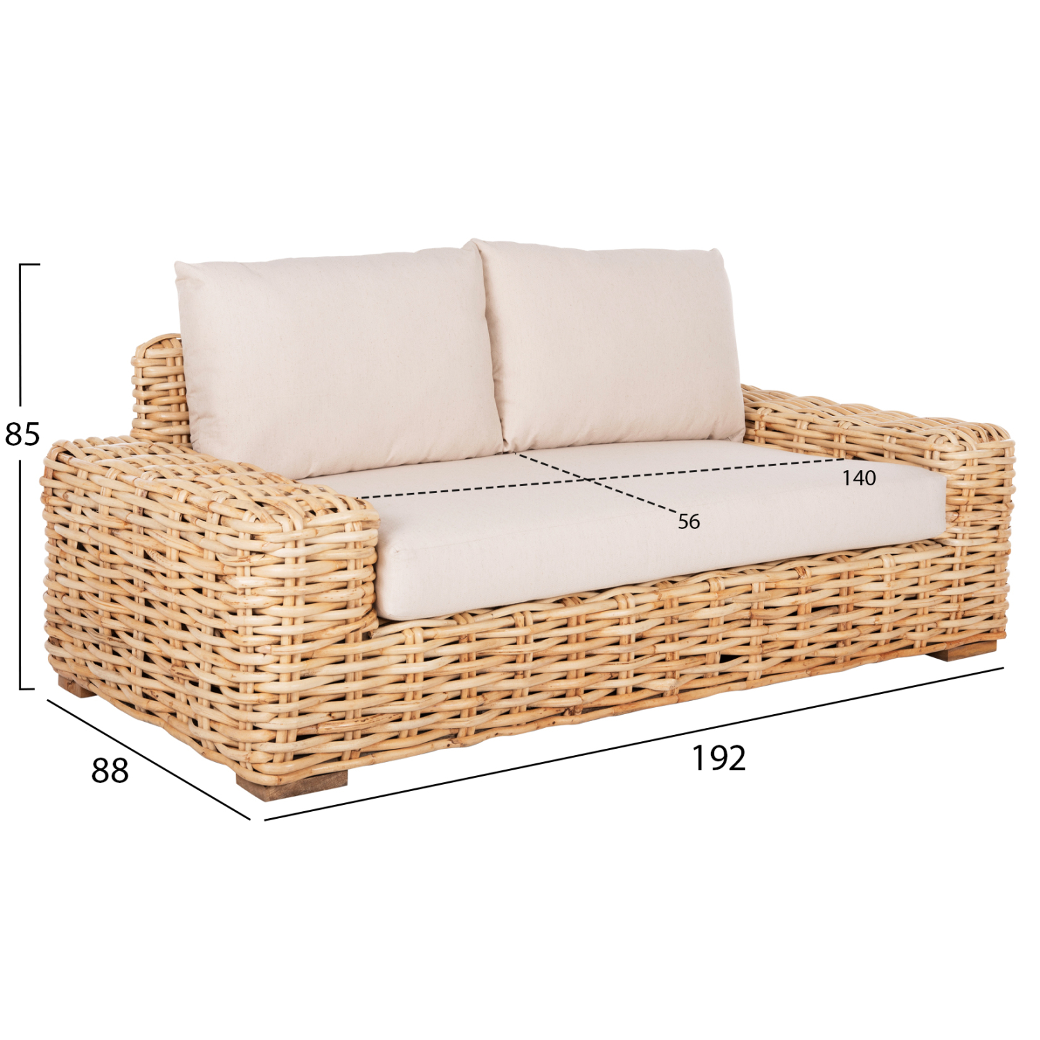ΚΑΝΑΠΕΣ ΔΙΘΕΣΙΟΣ ΕΞ.ΧΩΡΟΥ FB99809 ΞΥΛΟ MANGO-RATTAN ΦΥΣΙΚΟ-ΛΕΥΚΑ ΜΑΞΙΛΑΡΙΑ 192x88x70-85Υεκ.