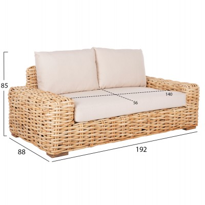 ΚΑΝΑΠΕΣ ΔΙΘΕΣΙΟΣ ΕΞ.ΧΩΡΟΥ FB99809 ΞΥΛΟ MANGO-RATTAN ΦΥΣΙΚΟ-ΛΕΥΚΑ ΜΑΞΙΛΑΡΙΑ 192x88x70-85Υεκ.