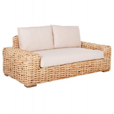 ΚΑΝΑΠΕΣ ΔΙΘΕΣΙΟΣ ΕΞ.ΧΩΡΟΥ FB99809 ΞΥΛΟ MANGO-RATTAN ΦΥΣΙΚΟ-ΛΕΥΚΑ ΜΑΞΙΛΑΡΙΑ 192x88x70-85Υεκ.