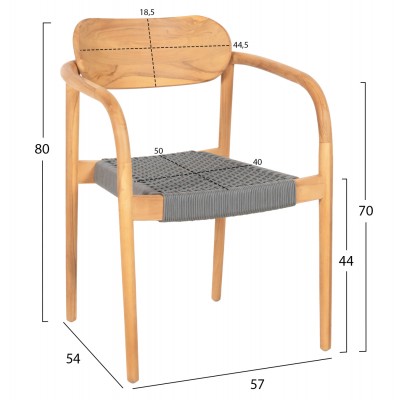 ΠΟΛΥΘΡΟΝΑ FB99636.08 ΞΥΛΟ TEAK ΦΥΣΙΚΟ & ΓΚΡΙ ΣΧΟΙΝΙ 55x54x80Yεκ.