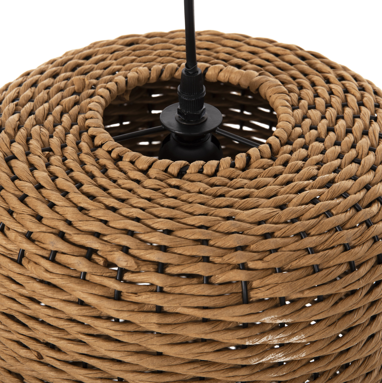 ΦΩΤΙΣΤΙΚΟ ΟΡΟΦΗΣ ΚΡΕΜΑΣΤΟ FB94340 PAPER ROPE ΜΠΕΖ-ΜΑΥΡΟ ΜΕΤΑΛΛΟ-Φ26x40-120Υεκ.