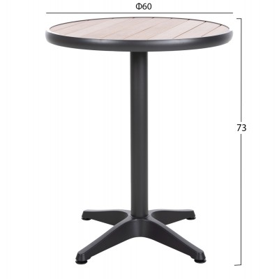 ΤΡΑΠΕΖΙ ΑΛΟΥΜΙΝΙΟΥ ΣΤΡΟΓΓΥΛΟ FB96086.01 ΑΝΘΡΑΚΙ-POLYWOOD TOP ΦΥΣΙΚΟ Φ60x73Υεκ.