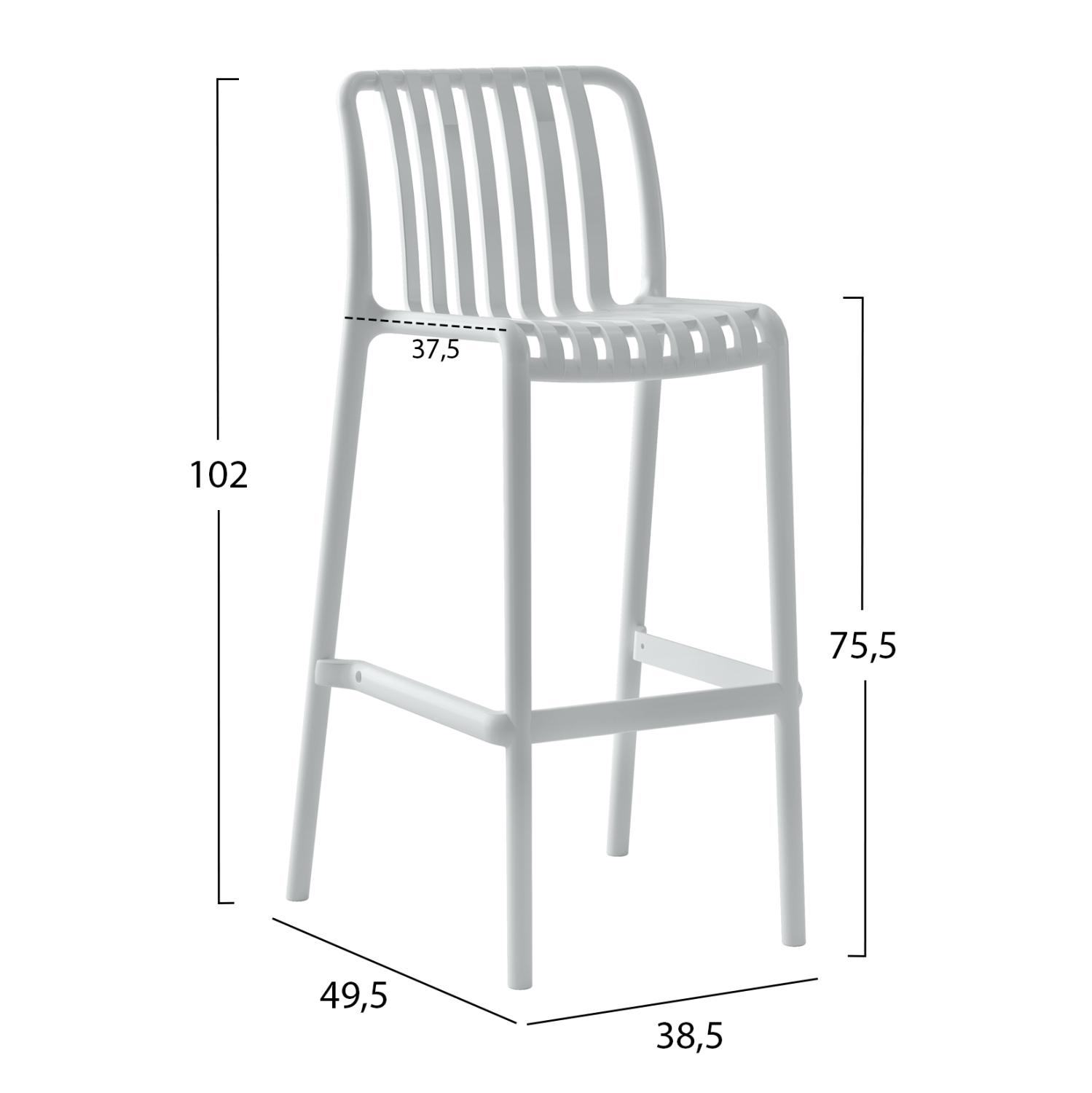ΣΚΑΜΠΟ BAR ΠΟΛΥΠΡΟΠΥΛΕΝΙΟΥ FB96098.01 ΛΕΥΚΟ 38,5x49,5x102Υεκ.