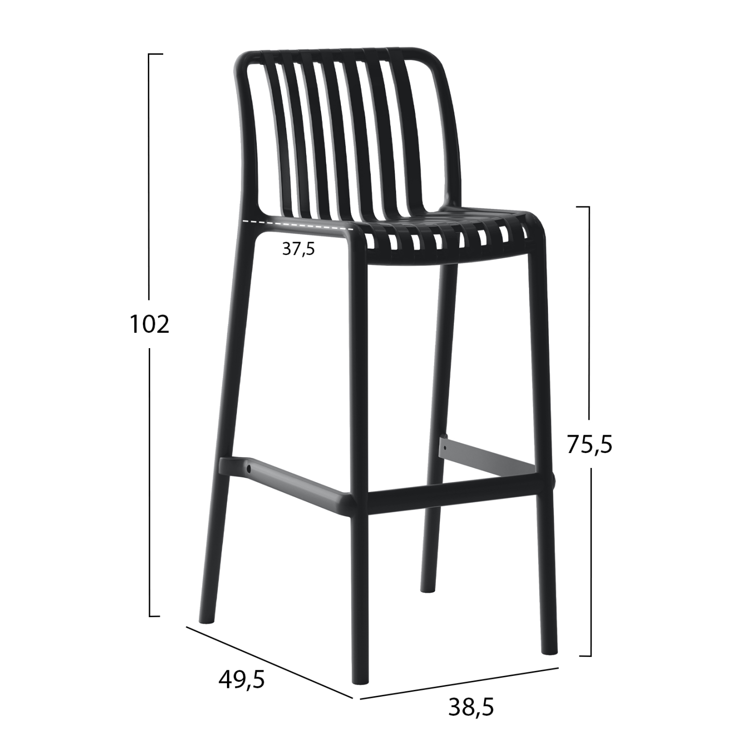 ΣΚΑΜΠΟ BAR ΠΟΛΥΠΡΟΠΥΛΕΝΙΟΥ FB96098.02 ΜΑΥΡΟ 38,5x49,5x102Υεκ.