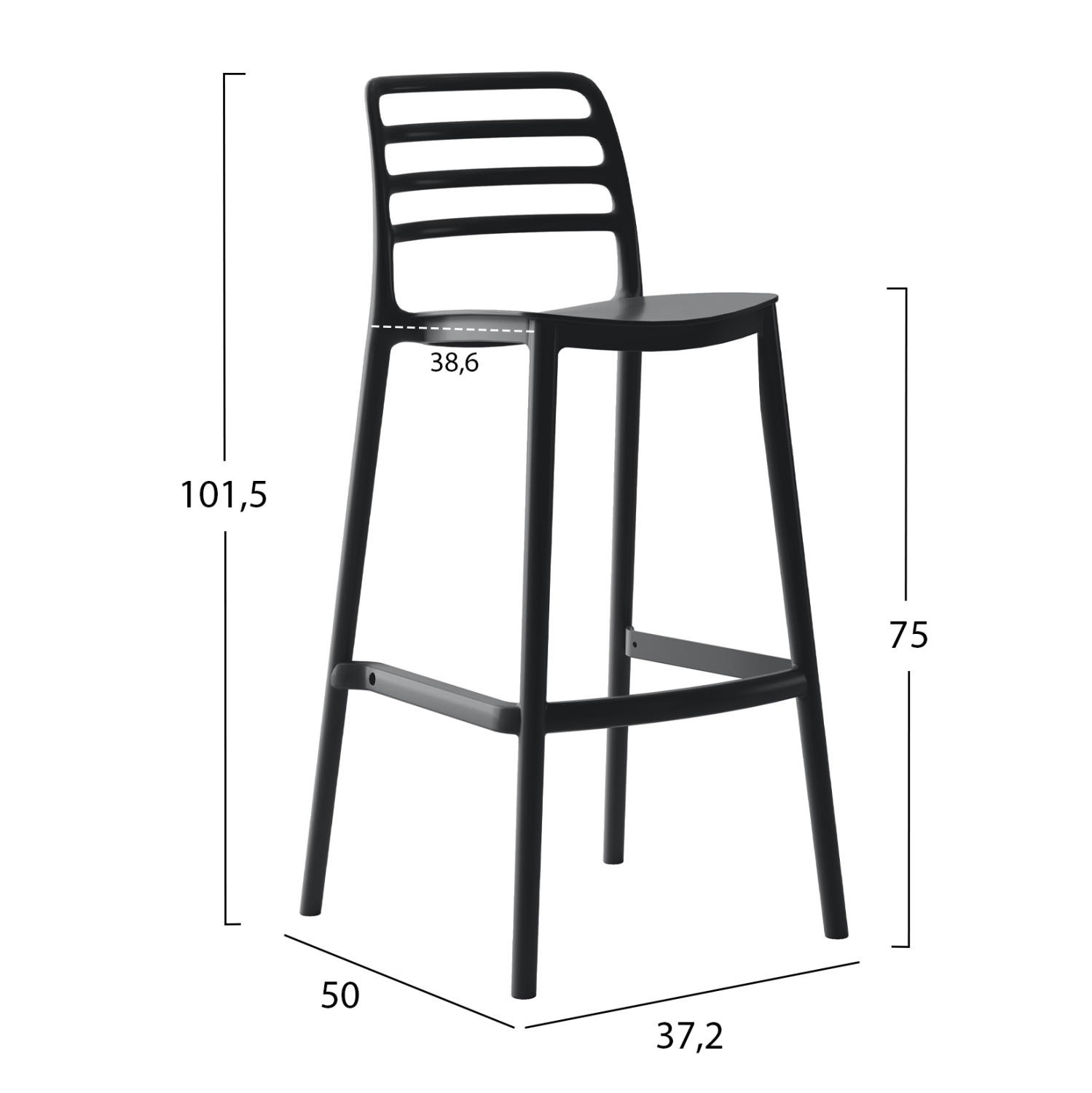 ΣΚΑΜΠΟ BAR ΠΟΛΥΠΡΟΠΥΛΕΝΙΟΥ FB96099.02 ΜΑΥΡΟ 37,2x50x101,5Υεκ.