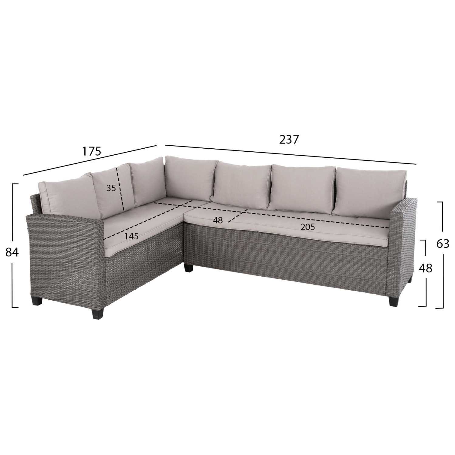 ΣΕΤ ΣΑΛΟΝΙ ΓΩΝΙΑ & ΤΡΑΠΕΖΙ FB96078.01 ΓΚΡΙ ΣΥΝΘ.RATTAN-ΜΑΞΙΛΑΡΙΑ-PS ΞΥΛΕΙΑ