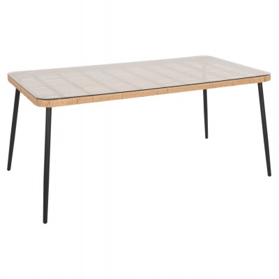 ΤΡΑΠΕΖΙ ΟΡΘΟΓΩΝΙΟ FB95538.11 ΜΕΤΑΛ.ΜΑΥΡΟ-P.E. RATTAN ΦΥΣΙΚΟ 159,5x89,5x72Υεκ.