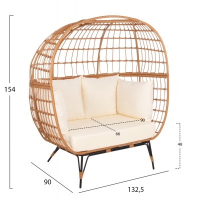ΠΟΛΥΘΡΟΝΑ ΦΩΛΙΑ MIAMI 2 ΑΤΟΜΩΝ ΤΥΠΟΥ RATTAN FB95870.11 132.5x90x154Υεκ