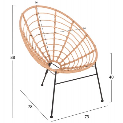 ΠΟΛΥΘΡΟΝΑ ΤΥΠΟΥ ΦΩΛΙΑ ΜΕΤΑΛΛΙΚΗ FB95458.11 ΜΕ WICKER ΜΠΕΖ 73x78x88Υεκ.