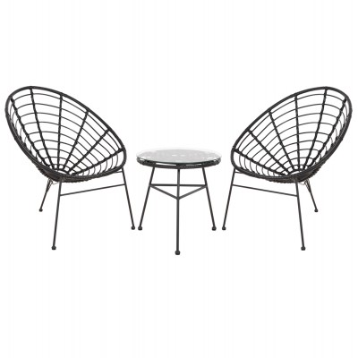 ΣΕΤ ΕΞΩΤΕΡΙΚΟΥ ΧΩΡΟΥ 3ΤΜΧ FB921047.12 ΜΑΥΡΟ ΣΥΝΘ.RATTAN & ΜΕΤΑΛΛΟ