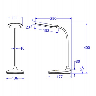 ΦΩΤΙΣΤΙΚΟ ΓΡΑΦΕΙΟΥ LED FB94444.03 ΓΑΛΑΖΙΟ-ΛΕΥΚΟ ABS 13,6x17,7x40Υ εκ.