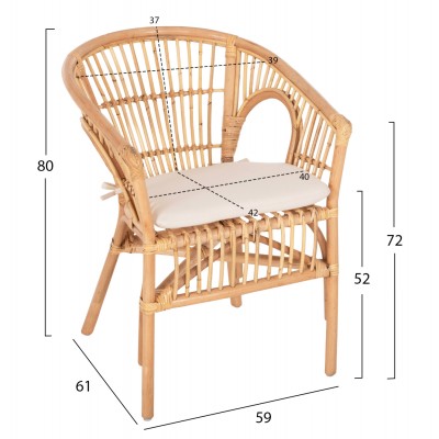 ΠΟΛΥΘΡΟΝΑ FB99929.04 RATTAN ΣΕ ΦΥΣΙΚΟ-ΛΕΥΚΟ ΜΑΞΙΛΑΡΙ 59x61x80Υεκ.