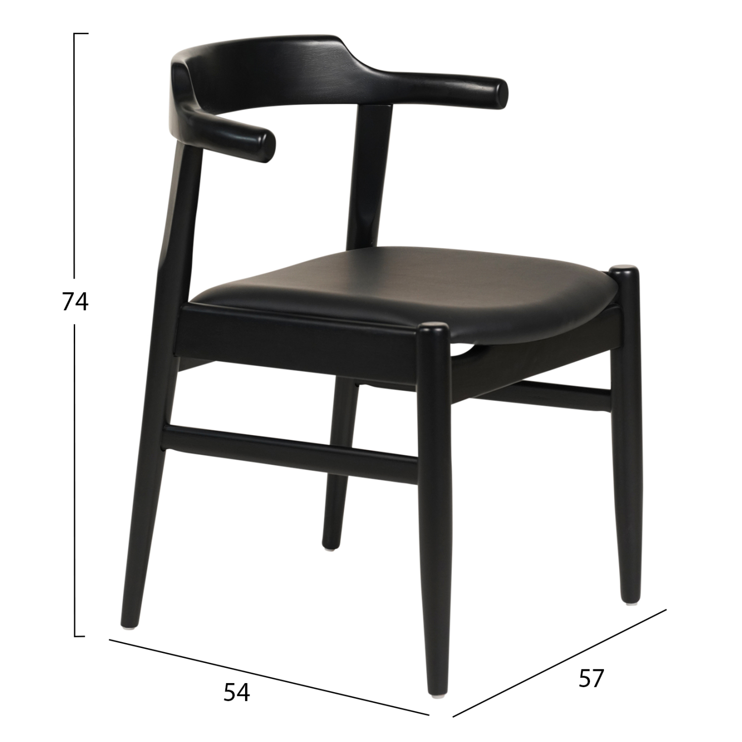 ΠΟΛΥΘΡΟΝΑ ΤΡΑΠΕΖΑΡΙΑΣ FB99946.02 RUBBERWOOD & PU ΣΕ ΜΑΥΡΟ 57x54x74Υεκ.