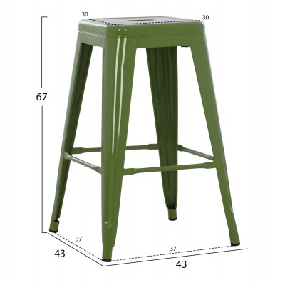 ΣΚΑΜΠΟ ΜΕΣΑΙΟΥ ΥΨΟΥΣ ΜΕΤΑΛΛΙΚΟ FB98573.53 ΣΕ LIGHT OLIVE GREEN 43x43x67Υεκ.