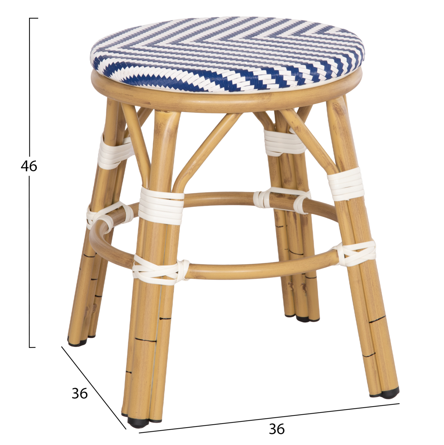 ΣΚΑΜΠΟ ΑΛΟΥΜΙΝΙΟΥ FB96285.05 BAMBOO LOOK-TEXTILENE ΛΕΥΚΟ-ΜΠΛΕ Φ36x46Υεκ.