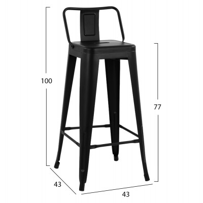 ΣΚΑΜΠΟ BAR ME ΠΛΑΤΗ ΜΕΤΑΛΛΙΚΟ FB98643.42 ΜΑΥΡΟ ΜΑΤ 42x42x100Υεκ.