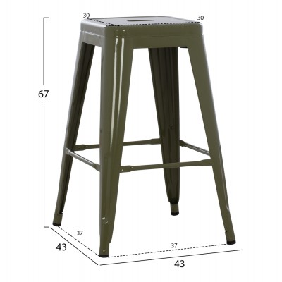 ΣΚΑΜΠΟ ΜΕΣΑΙΟΥ ΥΨΟΥΣ ΜΕΤΑΛΛΙΚΟ FB98573.43 DARK OLIVE GREEN 43x43x67Υεκ.