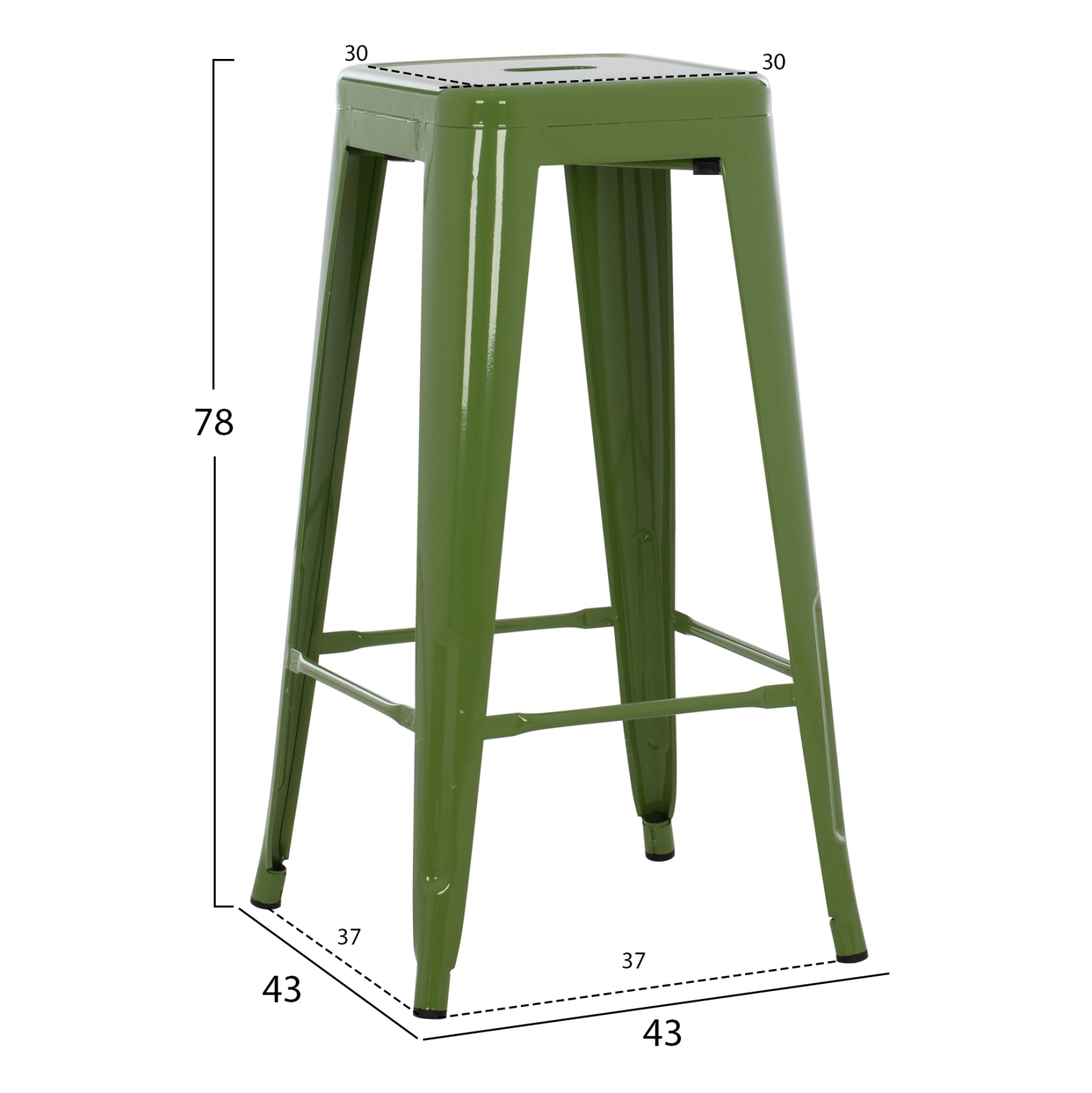 ΣΚΑΜΠΟ ΜΠΑΡ ΜΕΤΑΛΛΙΚΟ FB98642.53 ΣΕ LIGHT OLIVE GREEN 43x43x78Υεκ.