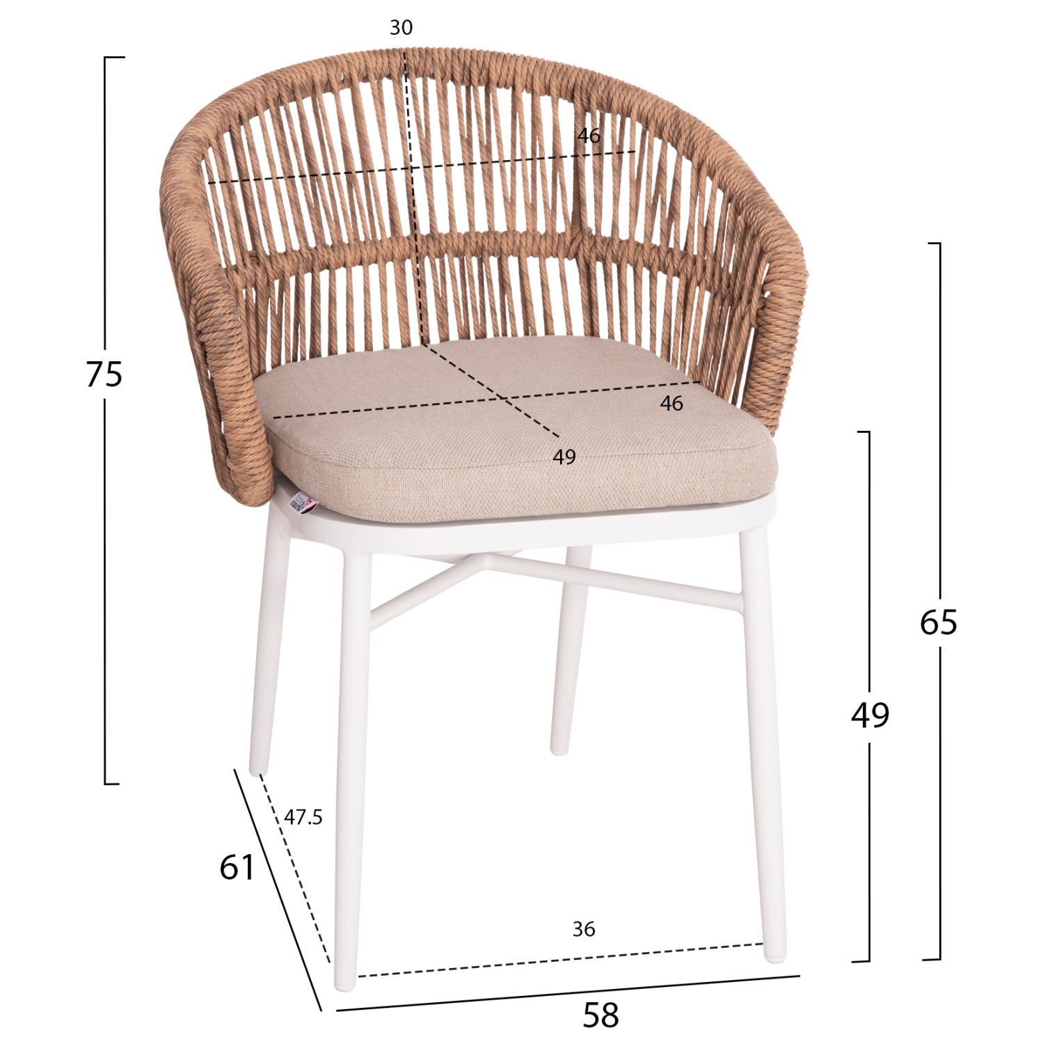 ΠΟΛΥΘΡΟΝΑ ΑΛΟΥΜ. FB96265.02 ΛΕΥΚΗ-P.E.RATTAN ΦΥΣΙΚΟ-ΜΠΕΖ ΜΑΞΙΛΑΡΙΑ 58x61x75Υ