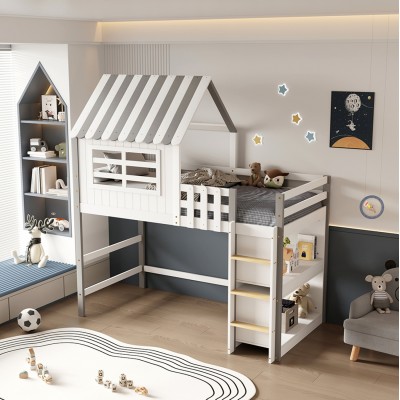 ΠΑΙΔΙΚΟ ΚΡΕΒΑΤΙ τ.MONTESSORI ΜΕ ΠΛΑΙΝΑ ΡΑΦΙΑ FB9712 ΞΥΛΟ ΠΕΥΚΟΥ ΛΕΥΚΟ-ΓΚΡΙ-ΣΤΡΩΜΑ 90x190εκ