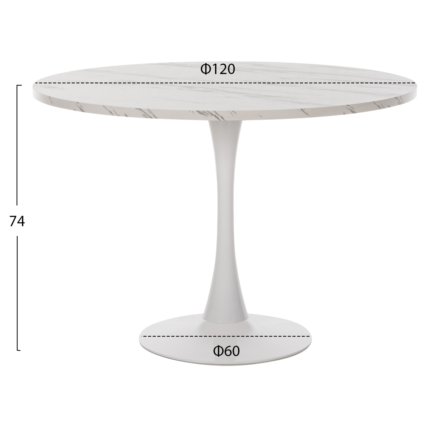 ΤΡΑΠΕΖΙ ΤΡΑΠΕΖΑΡΙΑΣ FB99422.11 ΣΤΡΟΓΓΥΛΟ WHITE MARBLE Φ120x74Yεκ.