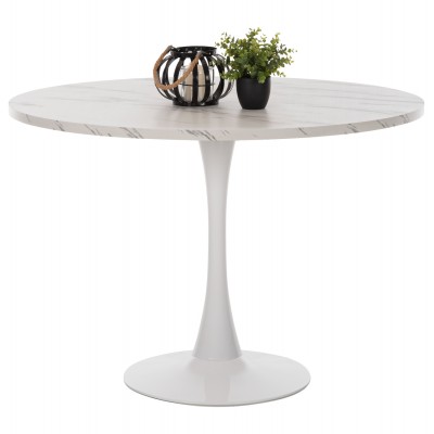ΤΡΑΠΕΖΙ ΤΡΑΠΕΖΑΡΙΑΣ FB99422.11 ΣΤΡΟΓΓΥΛΟ WHITE MARBLE Φ120x74Yεκ.