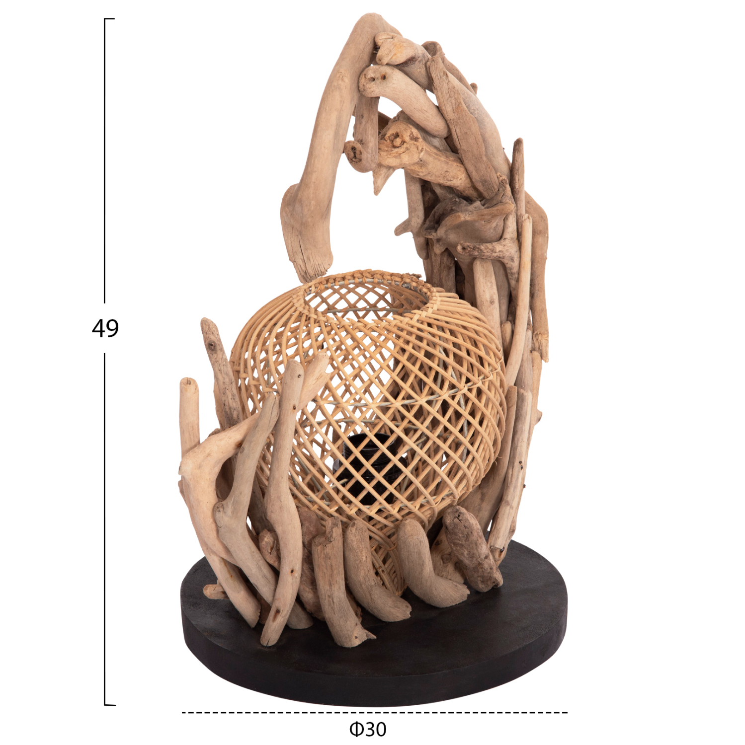 ΕΠΙΤΡΑΠΕΖΙΟ ΔΙΑΚΟΣΜΗΤΙΚΟ ΦΩΤΙΣΤΙΚΟ FB94438 DRIFTWOOD--RATTAN 30x30x49Υεκ.