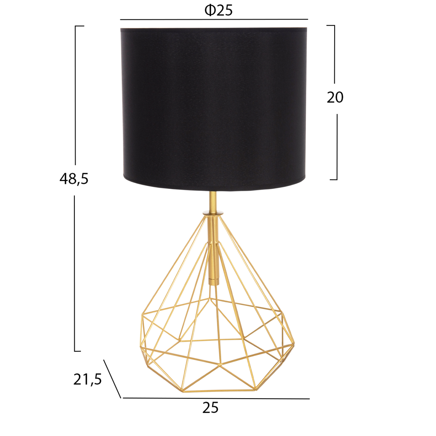 ΕΠΙΤΡΑΠΕΖΙΟ ΦΩΤΙΣΤΙΚΟ FB97416.12 ΧΡΥΣΟ ΜΕΤΑΛΛΙΚΟ--ΜΑΥΡΟ PVC ΚΑΠΕΛΟ Φ25x48,5Υεκ.