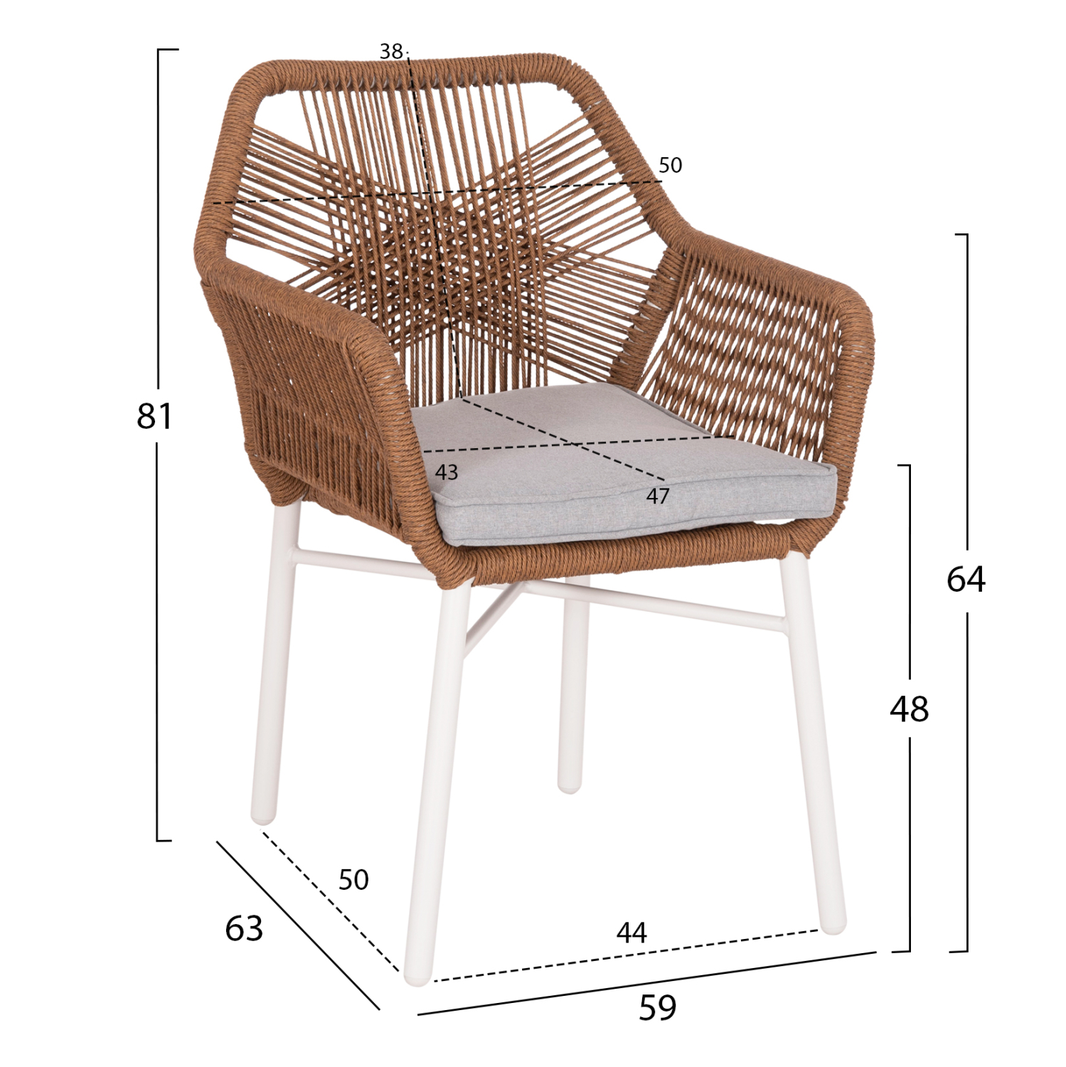 ΠΟΛΥΘΡΟΝΑ FB96048.11 ΑΛΟΥΜΙΝΙΟ ΛΕΥΚΟ-P.E. RATTAN ΜΠΕΖ 59x63x81Υεκ