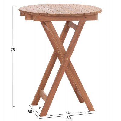ΤΡΑΠΕΖΙ ΣΚΗΝΟΘΕΤΗ ΣΤΡΟΓΓΥΛΟ FB918120 ΞΥΛΟ TEAK--ΦΥΣΙΚΟ Φ60x75Υεκ.