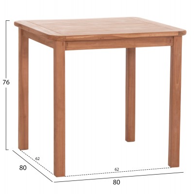 ΤΡΑΠΕΖΙ ΤΕΤΡΑΓΩΝΟ FB918122 ΞΥΛΟ TEAK--ΦΥΣΙΚΟ 80x80x76Υεκ.