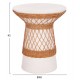 ΒΟΗΘΗΤΙΚΟ ΤΡΑΠΕΖΙ ΣΤΡΟΓΓΥΛΟ FB918167.02 FIBER CEMENT ΛΕΥΚΟ & RATTAN Φ40x45Υεκ