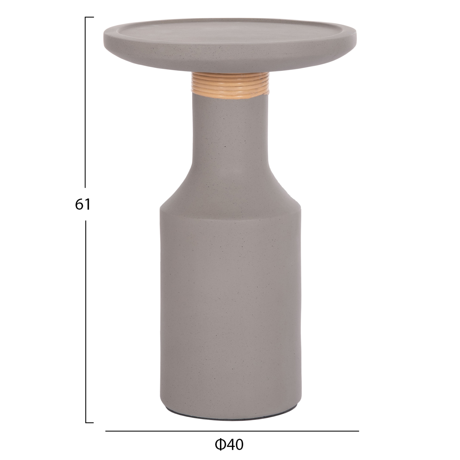 ΒΟΗΘΗΤΙΚΟ ΤΡΑΠΕΖΙ FB918169.03 FIBER CEMENT ΓΚΡΙ-ΦΥΣΙΚΟ RATTAN--Φ40x61Υεκ.