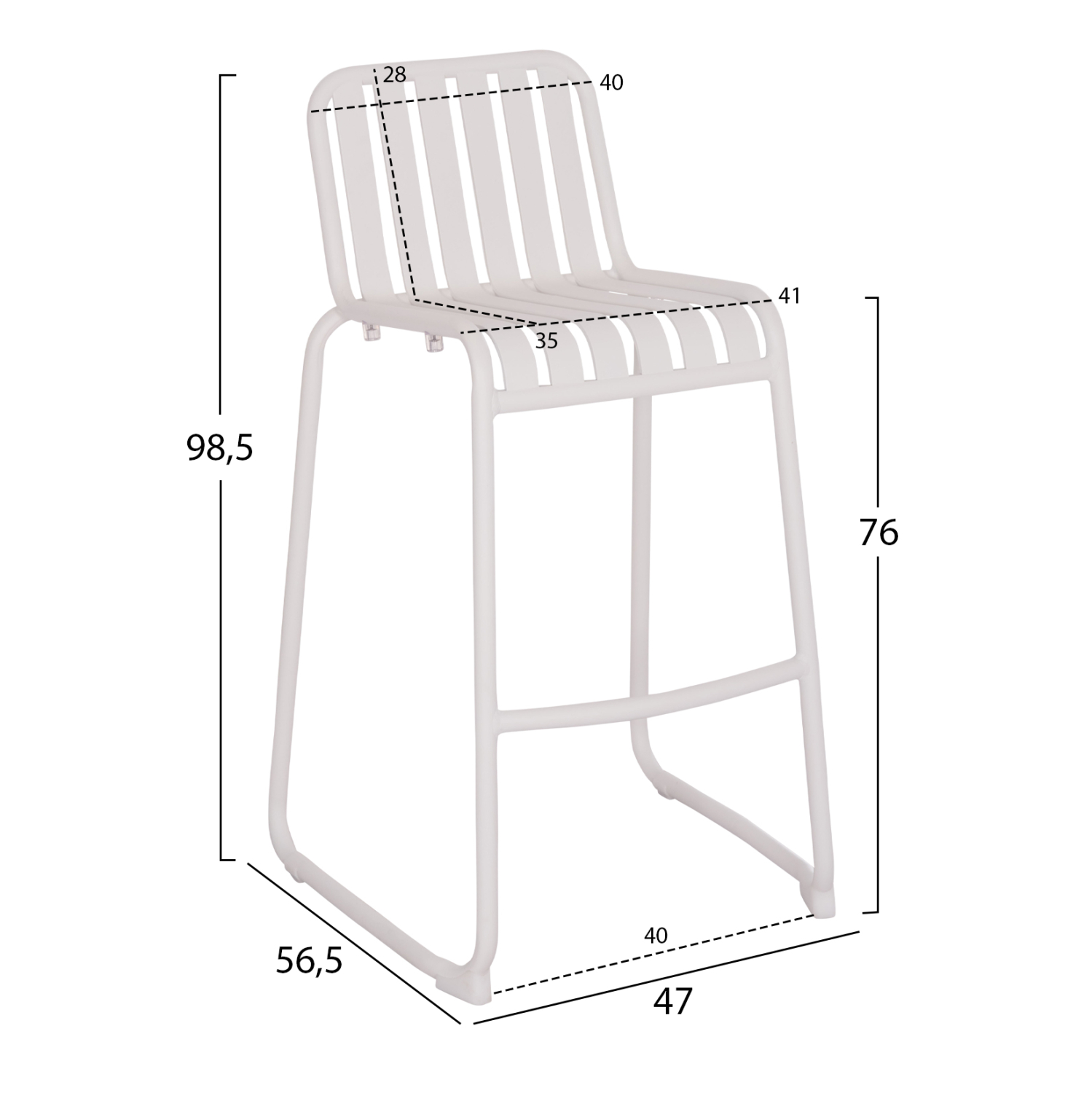 ΣΚΑΜΠΟ ΜΠΑΡ ΑΛΟΥΜΙΝΙΟY FB96341.02 ΛΕΥΚΟ 47x56,5x98,5Υεκ.