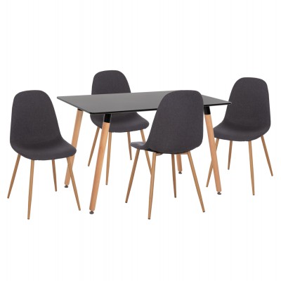 ΣΕΤ ΤΡΑΠΕΖΑΡΙΑΣ 5ΤΜΧ FB921179 MDF TOP ΣΕ ΜΑΥΡΟ--ΣΚΟΥΡΟ ΓΚΡΙ ΥΦΑΣΜΑ