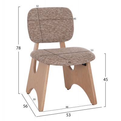 ΚΑΡΕΚΛΑ ΤΡΑΠΕΖΑΡΙΑΣ FB918248.01 ΚΑΦΕ ΥΦΑΣΜΑ-PLYWOOD ΧΡΩΜΑ ΔΡΥΟΣ 53x56x78Υεκ.