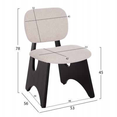 ΚΑΡΕΚΛΑ ΤΡΑΠΕΖΑΡΙΑΣ FB918248.02 ΕΚΡΟΥ ΥΦΑΣΜΑ-PLYWOOD ΣΕ ΜΑΥΡΟ 53x56x78Υεκ.