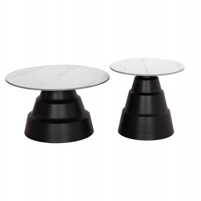 ΣΕΤ 2 ΤΡΑΠΕΖΙΑ ΣΑΛΟΝΙΟΥ FB918306.02 SINTERED STONE TOP- SNOW WHITE ΧΡΩΜΑ Φ50 & Φ70